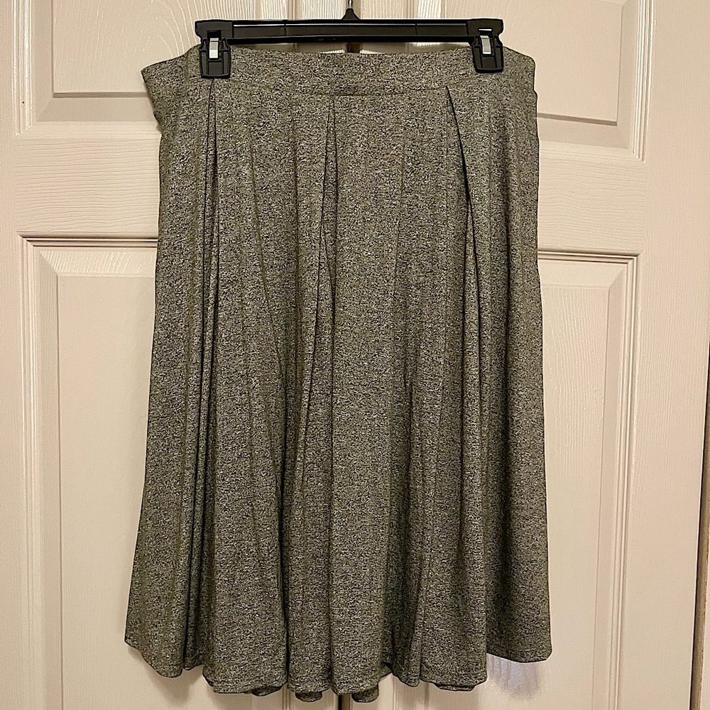 LuLaRoe Green Grey Madison Box Pleat Skirt